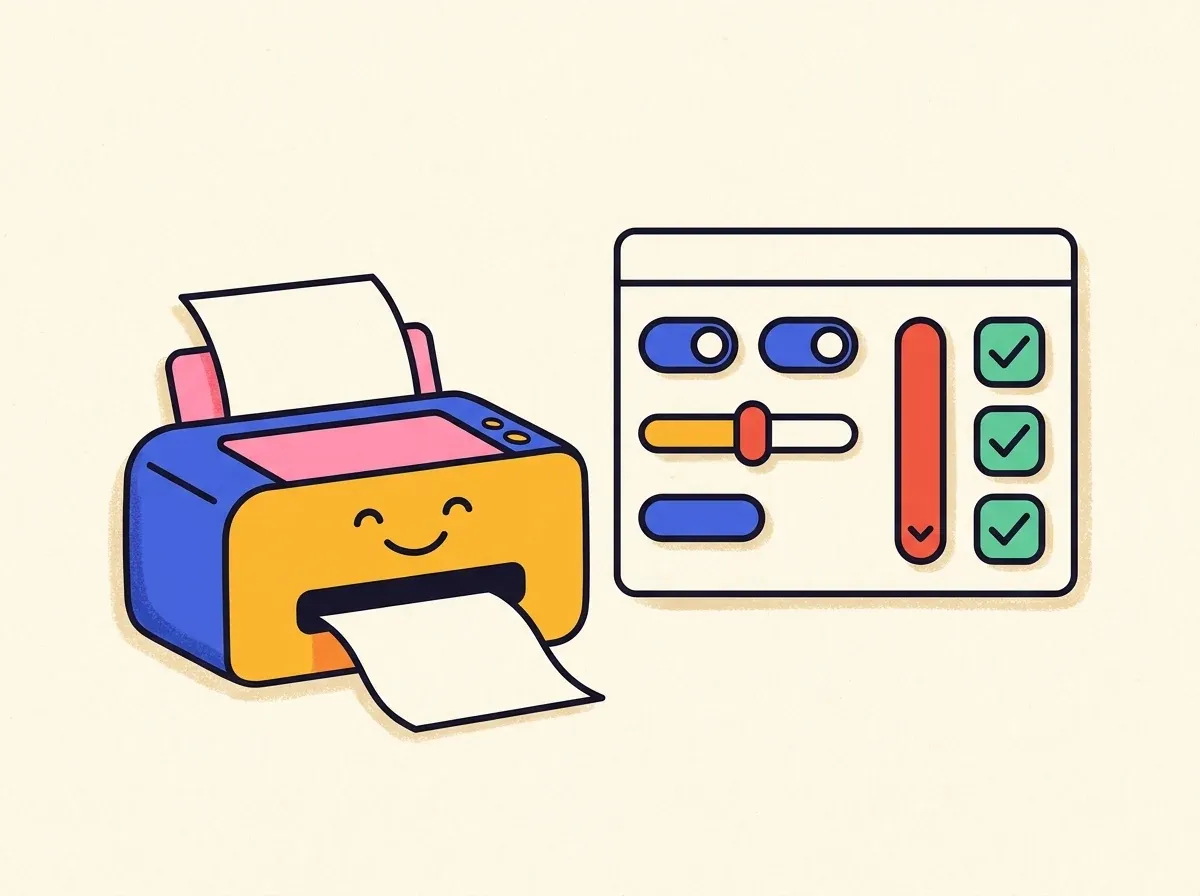 Illustration of printer settings for coloring pages