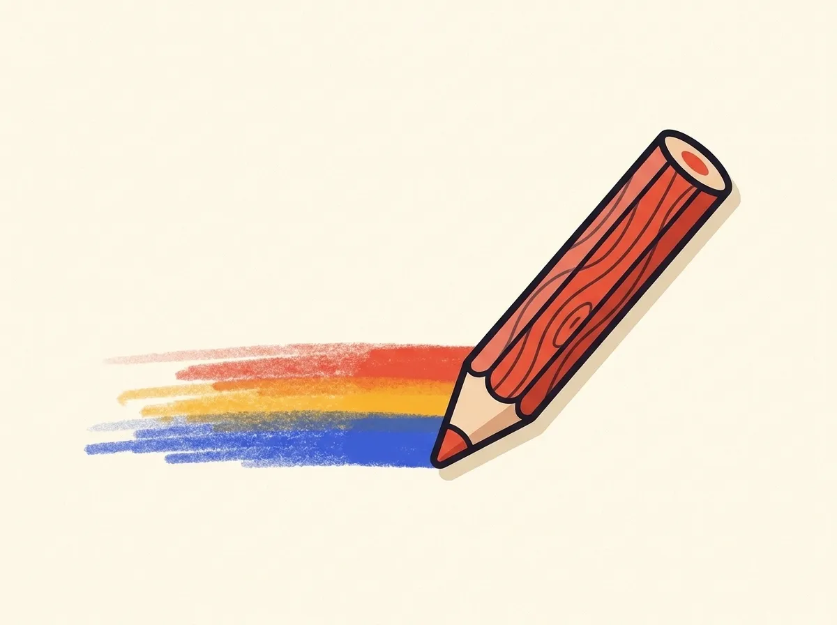 Colored pencil strokes layered from light to dark