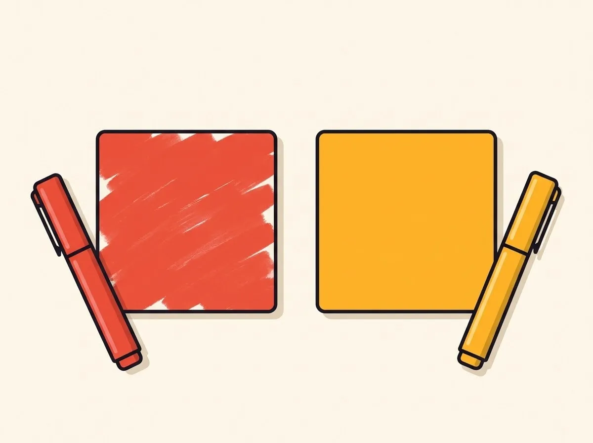 A streaky marker fill compared with a smooth even marker fill