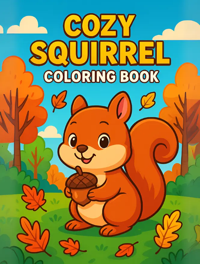 Cozy Squirrel Coloring Book