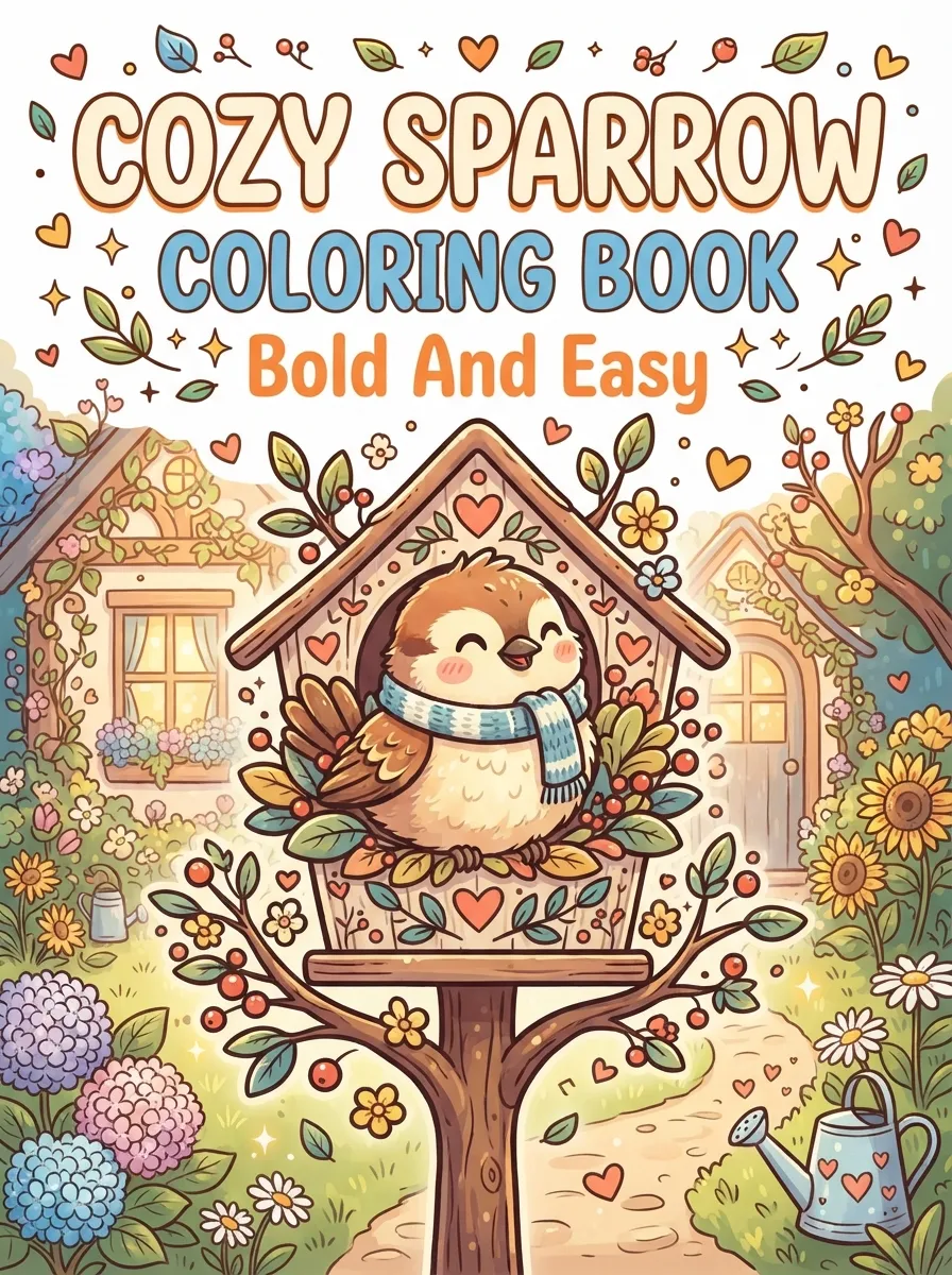 Cozy Sparrow Coloring Book: Bold And Easy