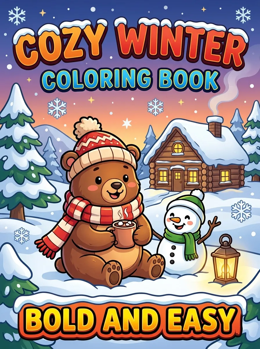 Cozy Winter Coloring Book: Bold And Easy