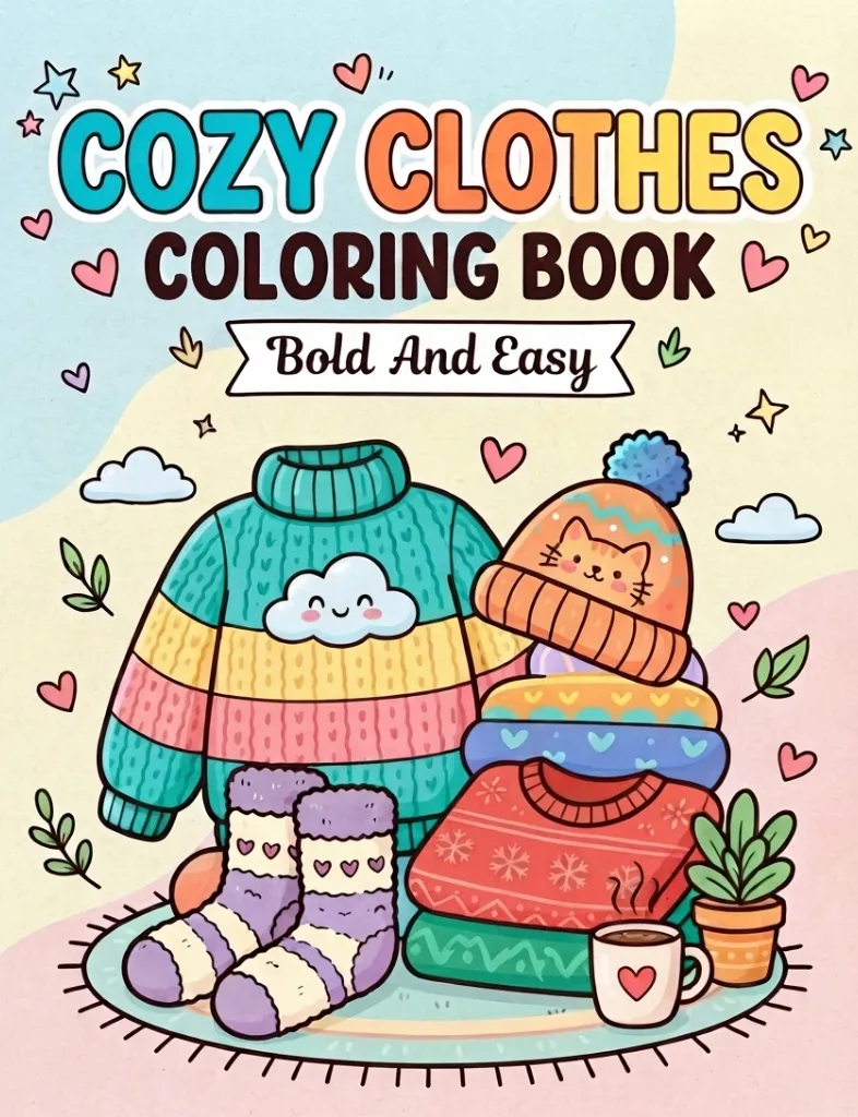 Cozy Clothes Coloring Book: Bold And Easy